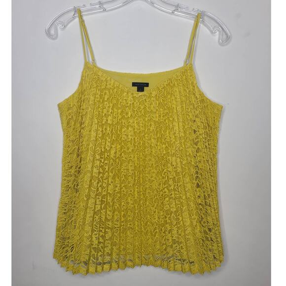 Ann Taylor Tops - Ann Taylor yellow pleated lace tank blouse - small